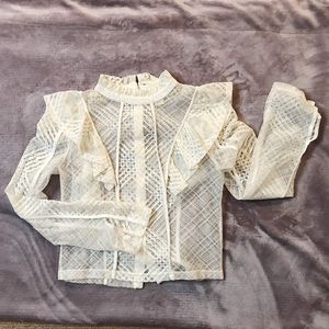 H&M Ruffle Lace Long-sleeve Blouse